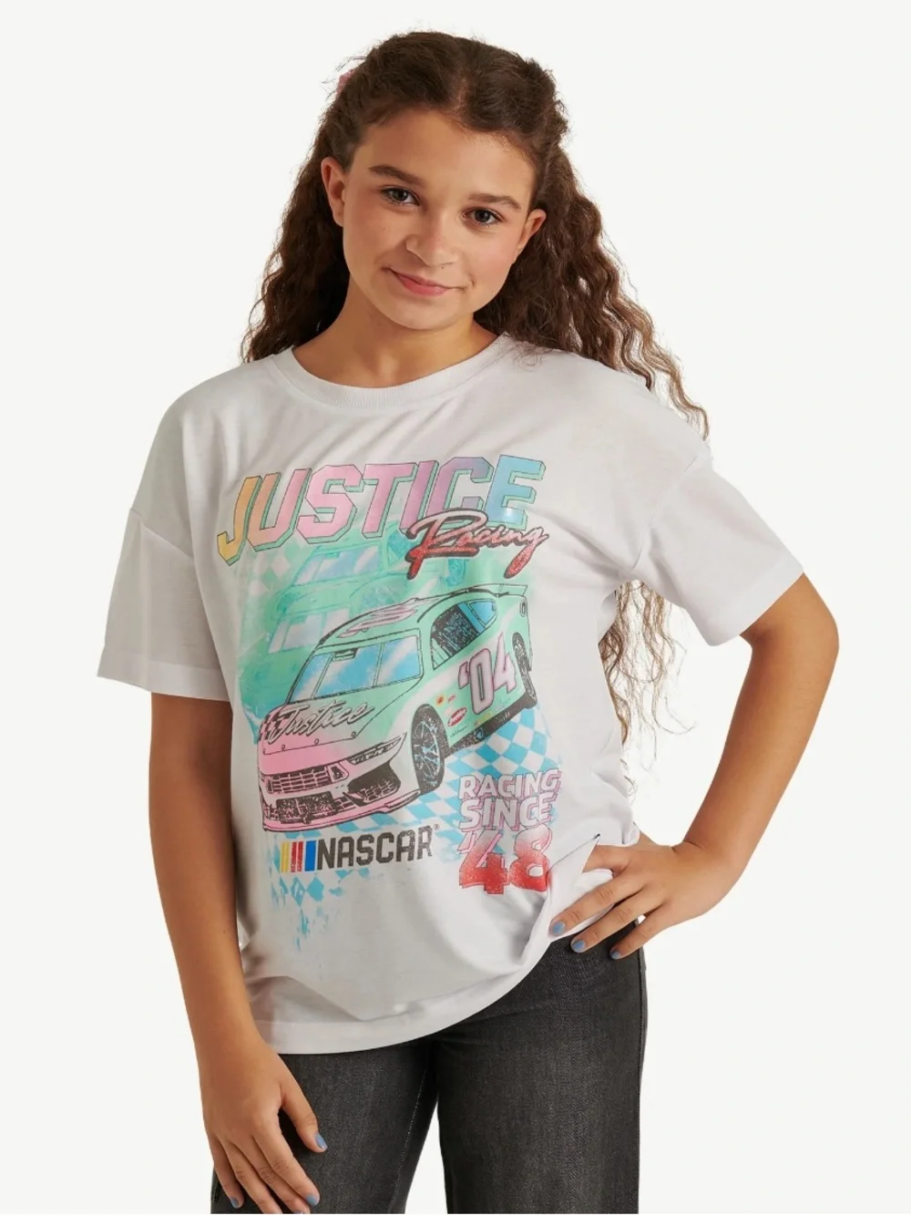Justice Girl's NASCAR X Justice Collab Oversized Tee